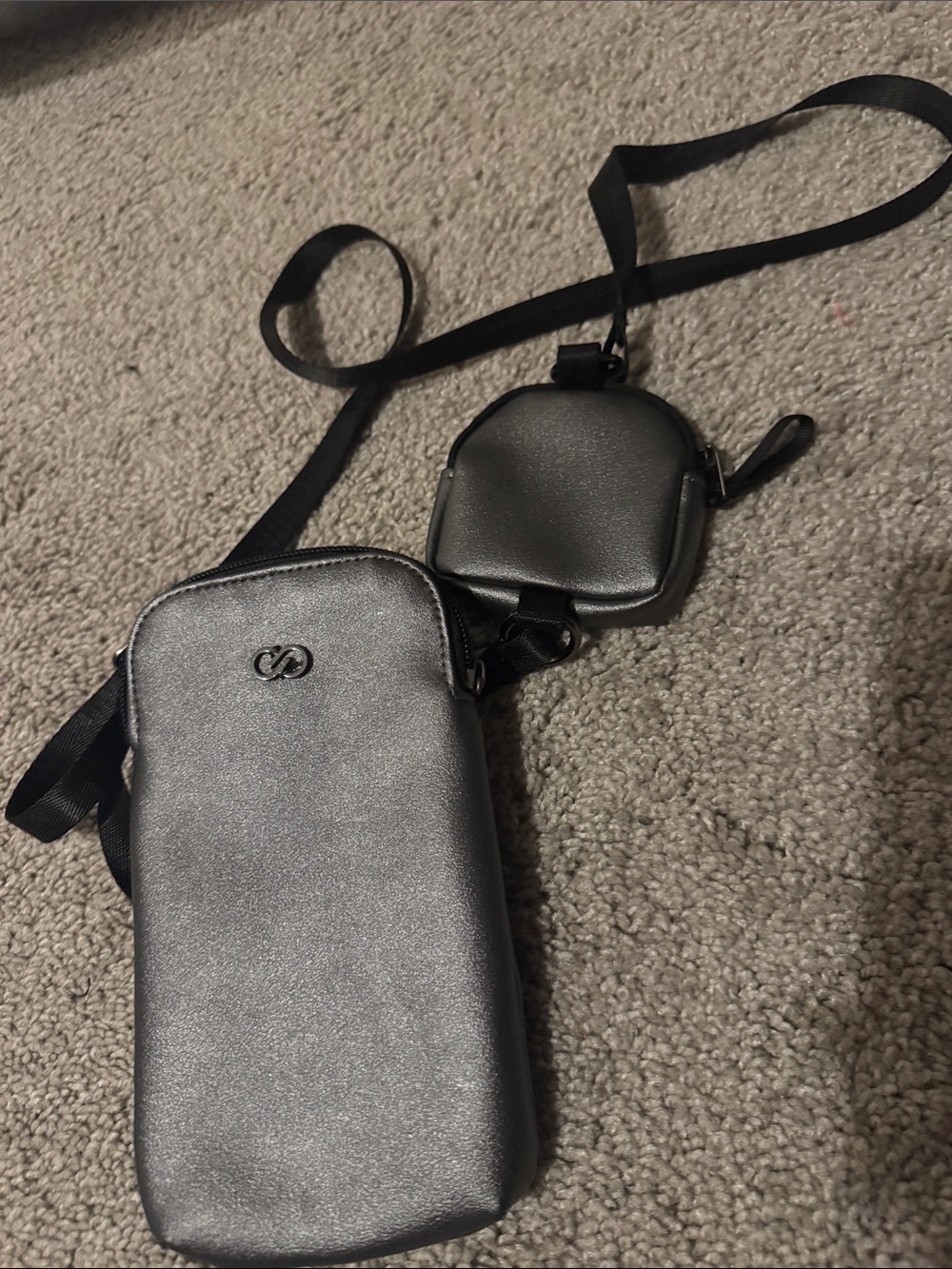 Black Men's Crossbody Phone Pouch with Mini Coin Case